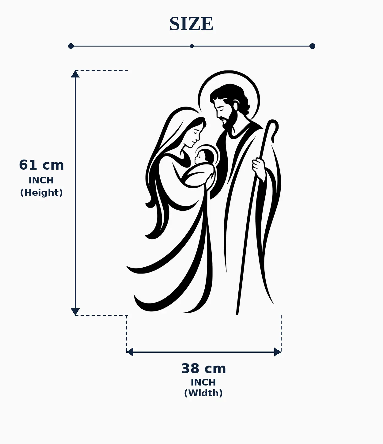 Holy Family Wall Art | 24 x 15 Inch Black Acrylic Christian Wall Decor view 2