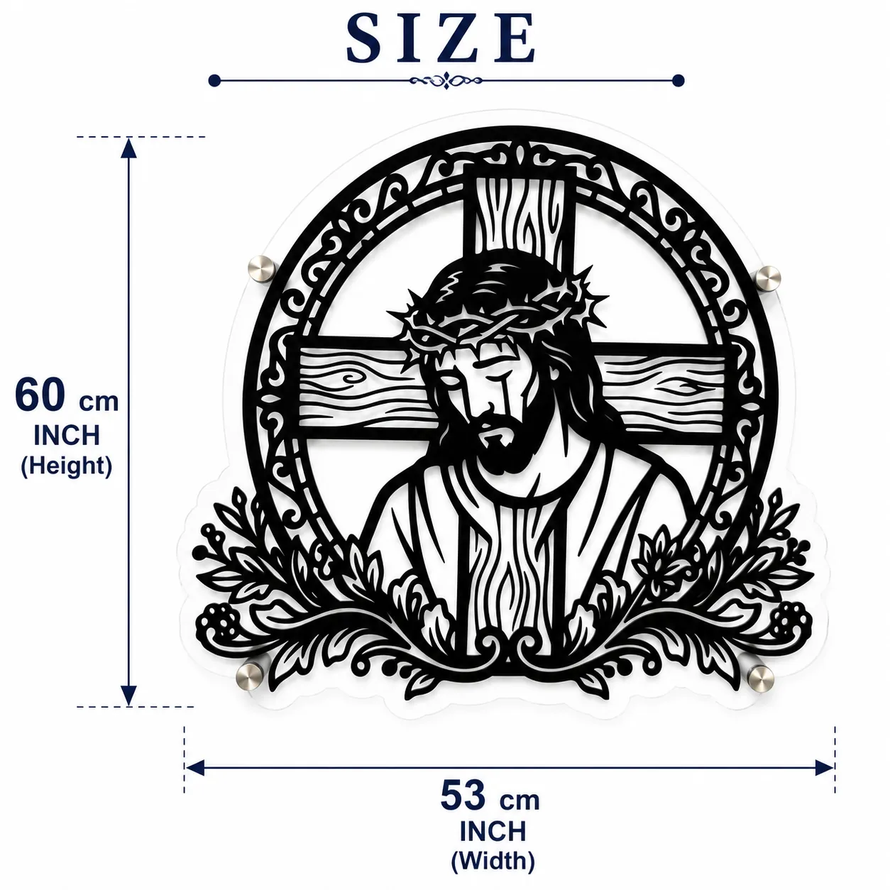 Jesus Carrying Cross Wall Art | 60 × 45 cm Black Acrylic Christian Wall Decor view 4