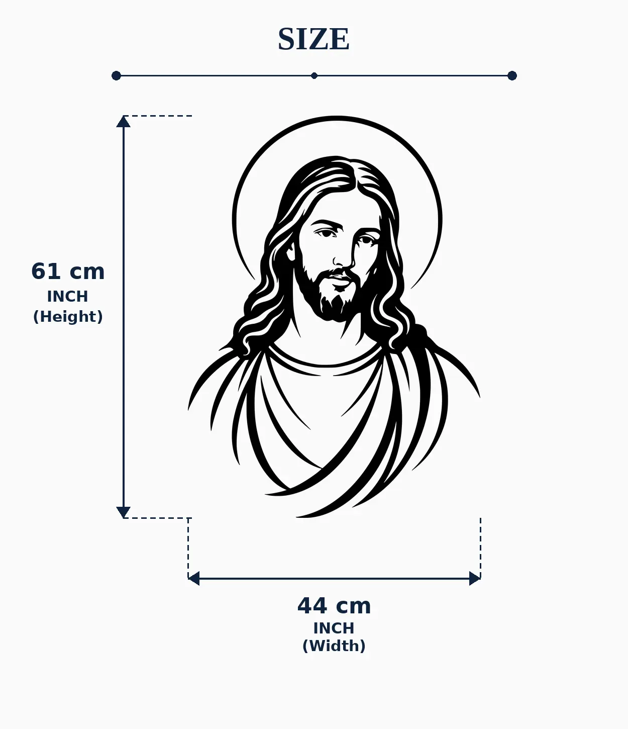 Jesus Christ Face Wall Art | 24 x 17.5 Inch Black Acrylic Christian Wall Decor view 2