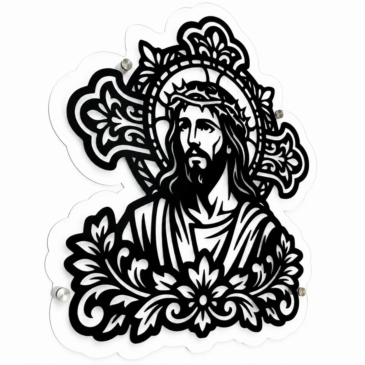 Jesus Wall Art for Home | 60 × 53 cm Black Acrylic Christian Wall Decor view 3