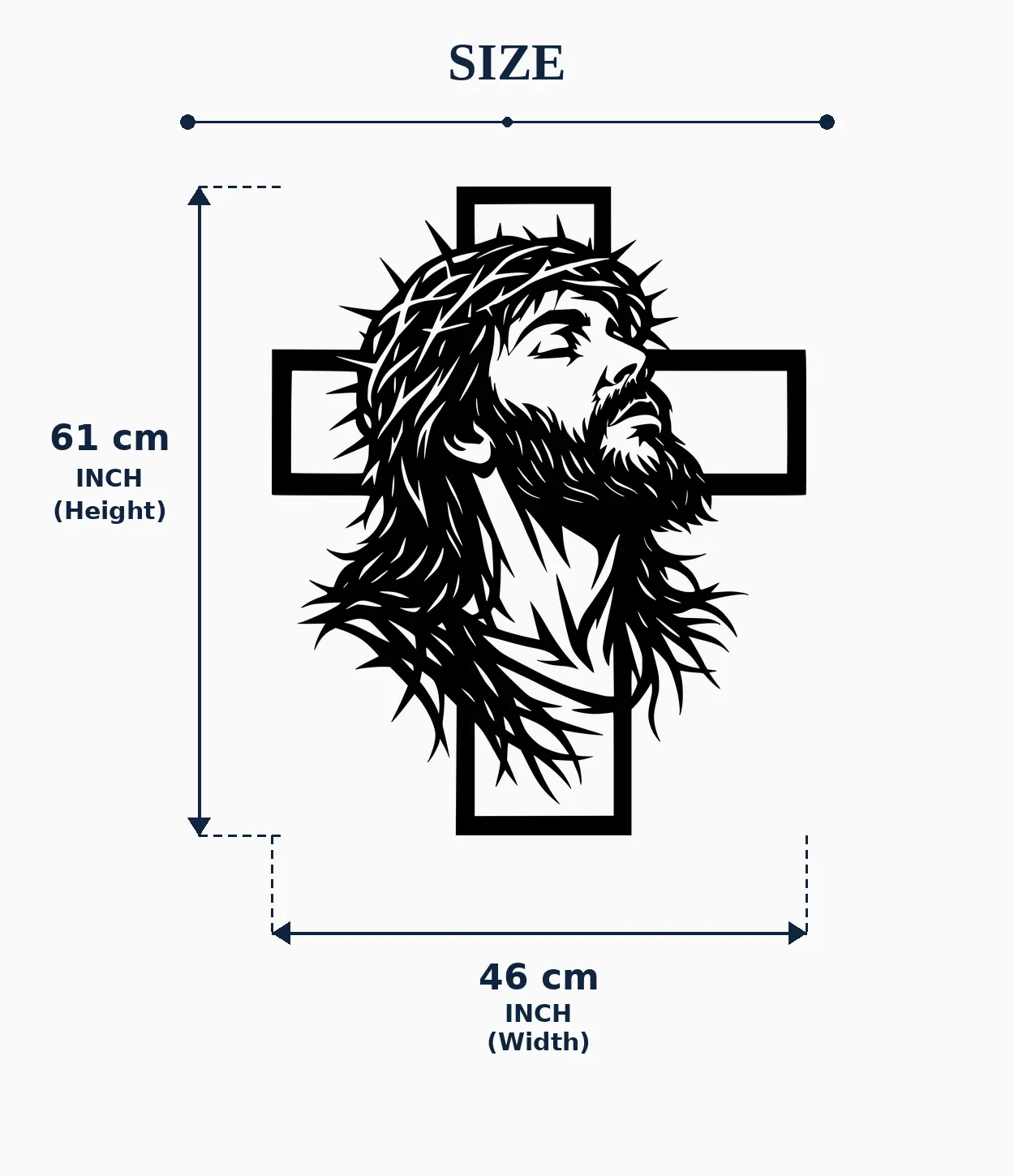 Jesus Crown of Thorns Cross Wall Art | 24 x 20 Inch Black Acrylic Christian Wall Decor view 2