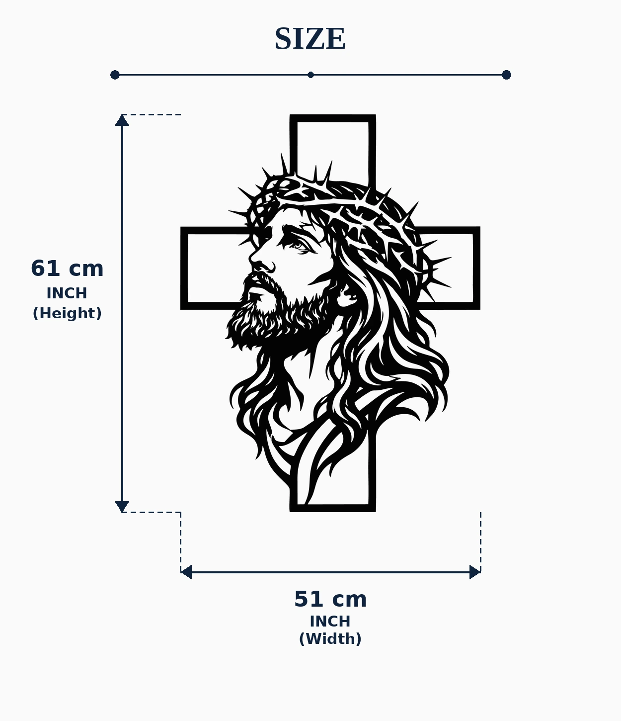 Jesus Crown of Thorns Profile Cross Wall Art | 24 x 18 Inch Black Acrylic Christian Wall Decor view 2