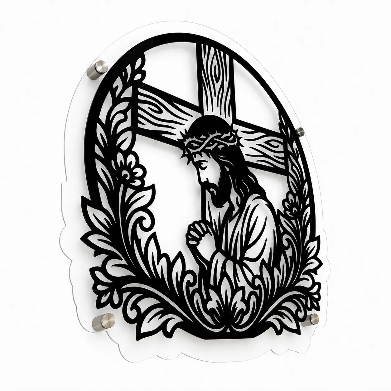 Jesus Prayer Wall Art | 60 × 58 cm Black Acrylic Christian Wall Decor view 3