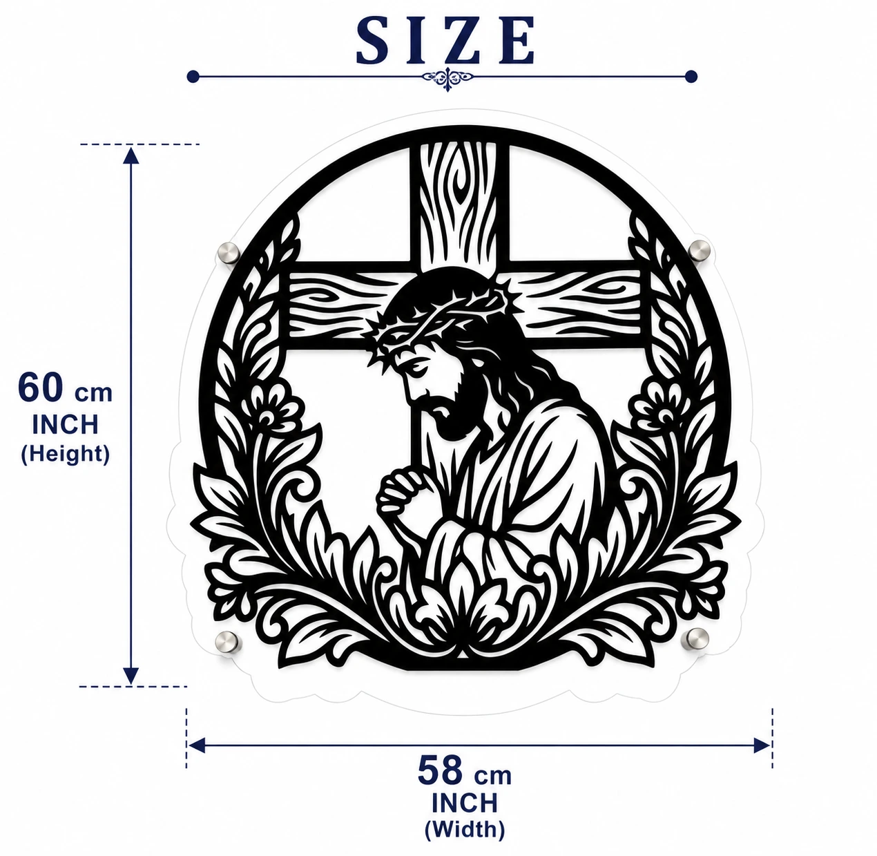 Jesus Prayer Wall Art | 60 × 58 cm Black Acrylic Christian Wall Decor view 4
