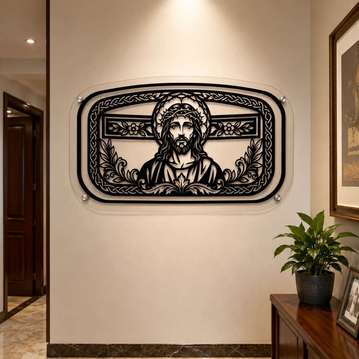 Jesus Wall Art for Home | Black Acrylic Christian Wall Decor view 2